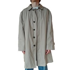 London Fog Trench Coat Mens XL Reg Beige Classic Button Front Overcoat